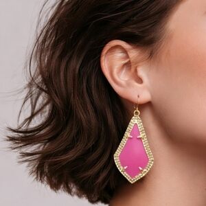 Gold And Pink Chandelier Earrings Drop Down